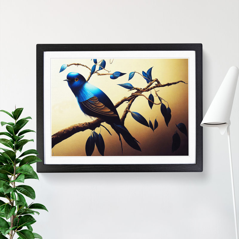 Picturesque Swallow Bird - Single Picture Frame Print, 46cm H x 64cm W x 2cm D, Black Framed
