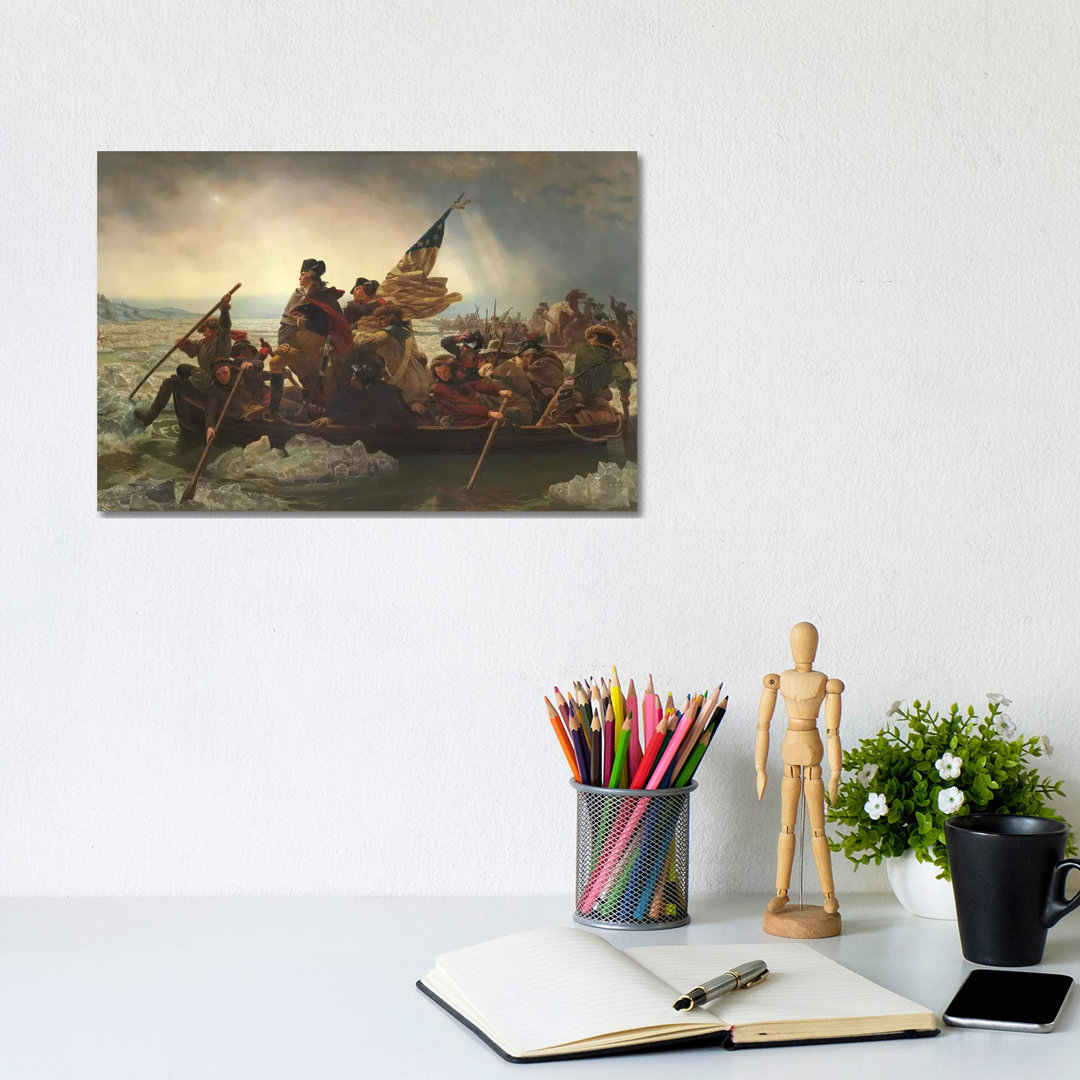 Painting Of George Washington Crossing The Delaware by Stocktrek Images - Wrapped Canvas Print