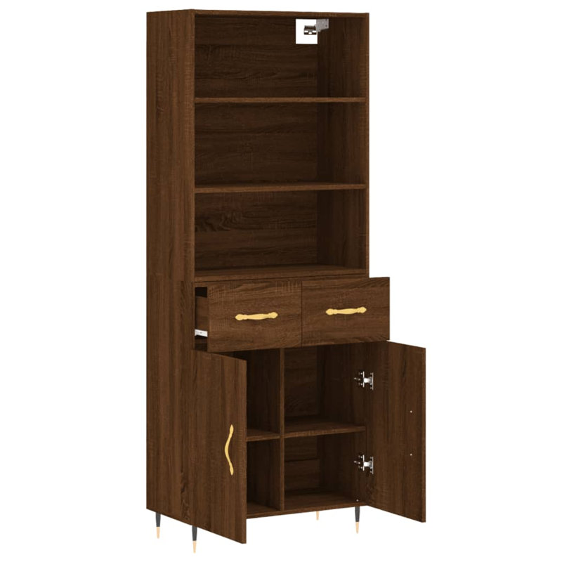 180cm H x 70cm W Standard Bookcase, Brown oak look