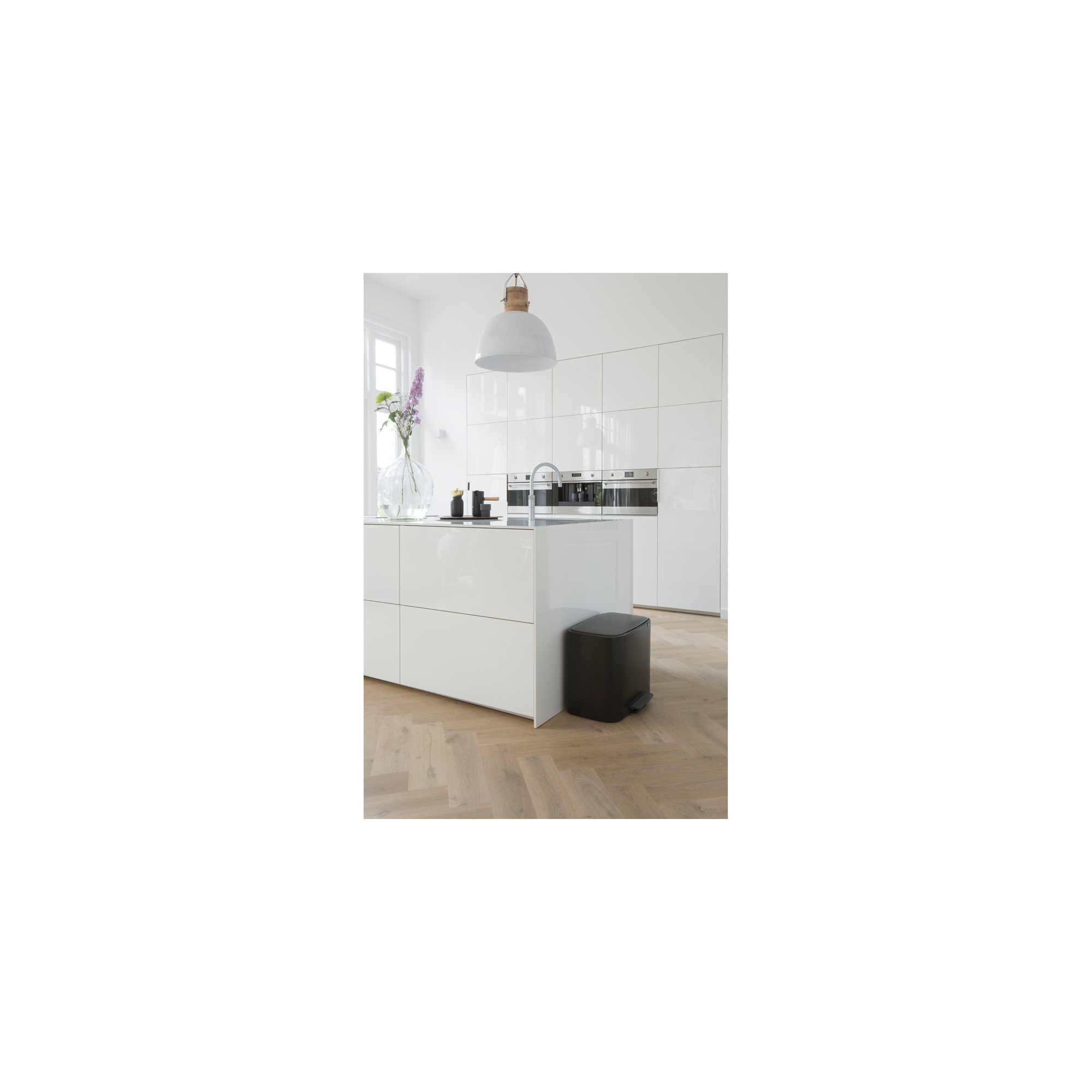 Brabantia Bo Step On Multi-Compartment Recycling Trash Can 3 x 3 Gallon (9 Gallon Capacity), Matte Black