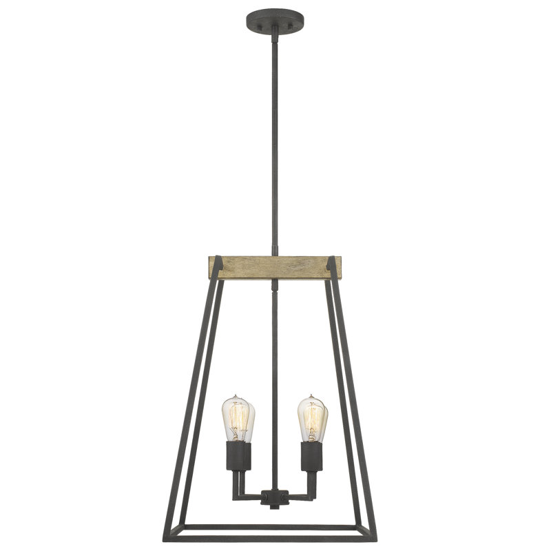 Lustre géométrique à 4 lumières avec accents en fer forgé Esmeralda