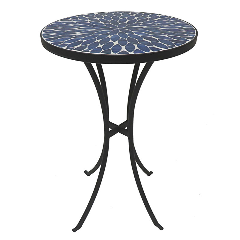 Table d'appoint d'extérieur en mosaïque, plateau rond en béton, table basse de patio