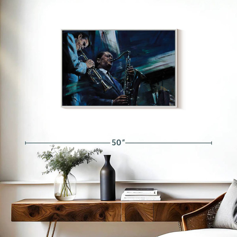 Bleu froid, Cadre flottant blanc, 31 po x 21 po