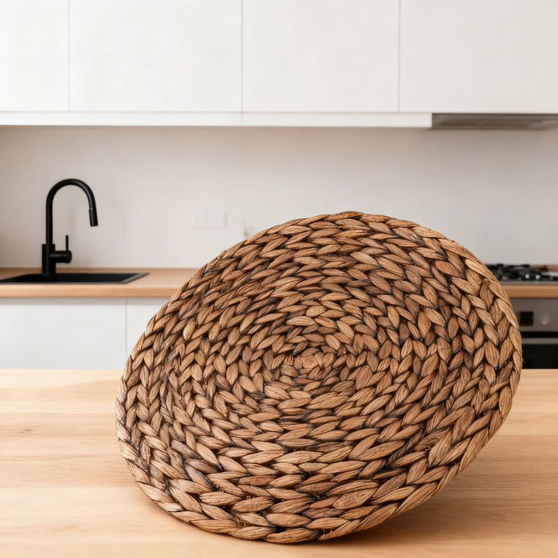 Ensemble de 4 napperons en jacinthe d'eau tissés à la main, résistants à la chaleur et durables, pour la protection et la décoration de la table de salle à manger
