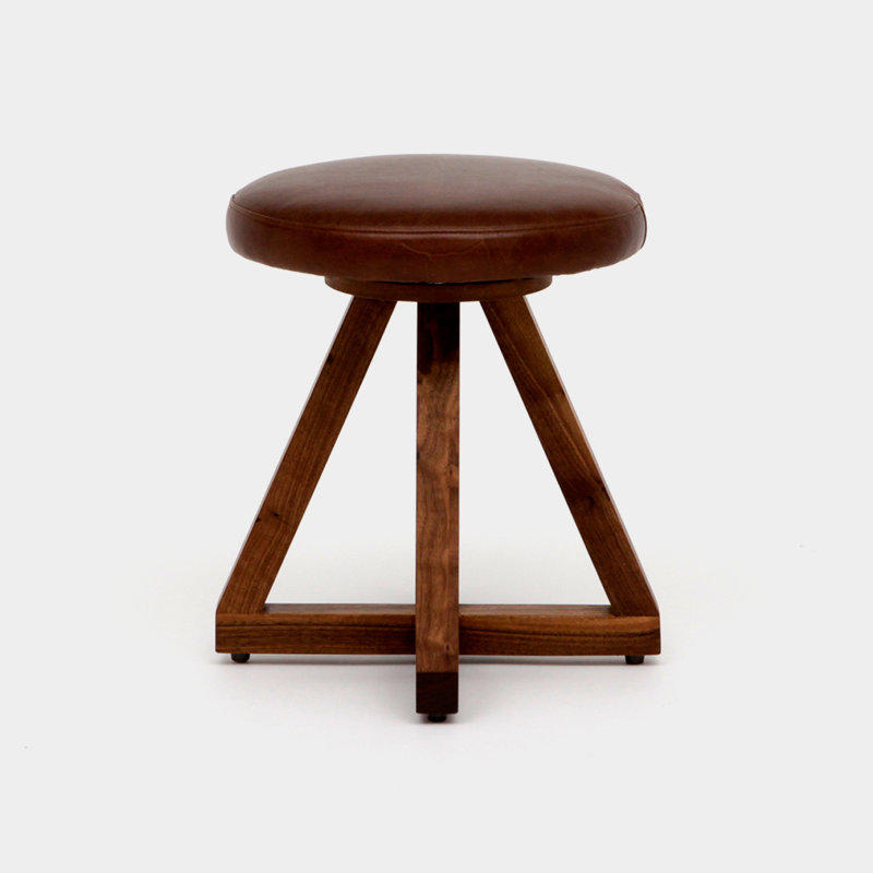 X Solid Wood Accent Stool, Tobacco, Oil-rubbed Walnut