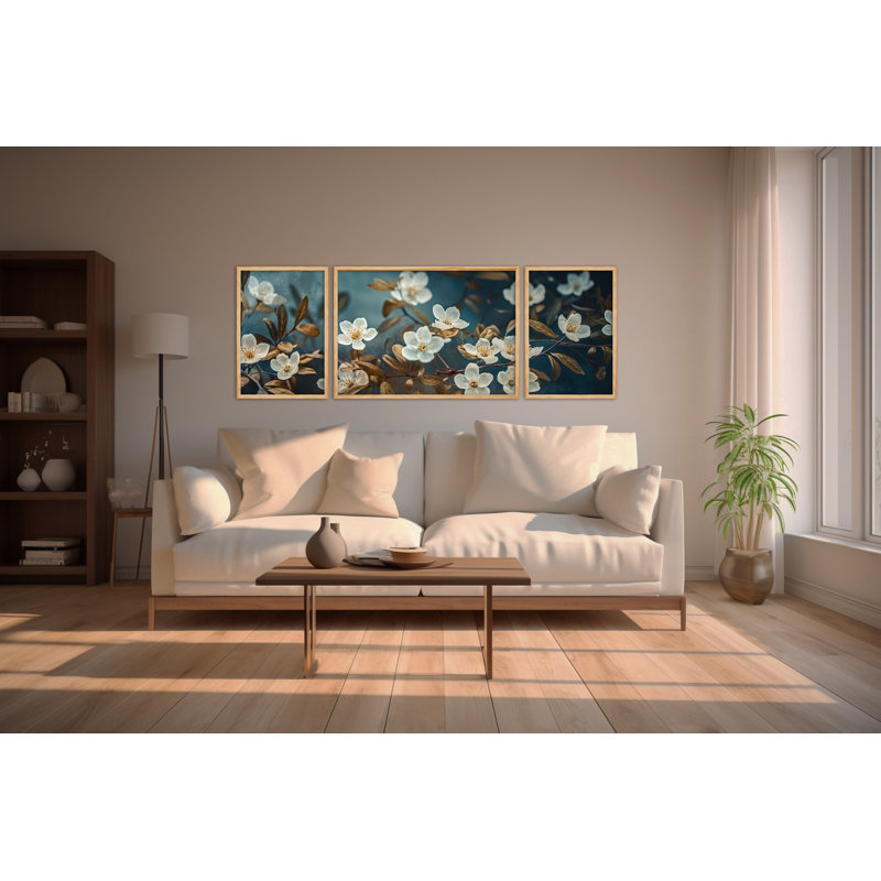 Elegant Decorative Framed MDF Painting Set (3 Pieces), 19.7 x 13.8 inches (2 Pieces) & 19.7 x 27.6 inches (1 Piece) | 100% MDF & Solid Wood Frame (Thickness: 0.8 inches) | Perfect for Living Room & Office Décor