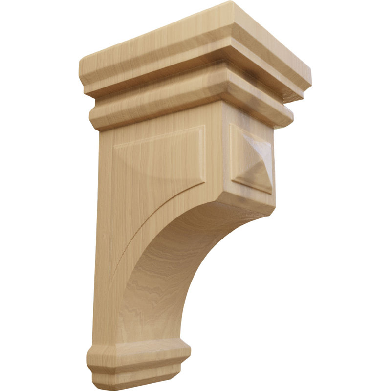 Small Unfinished Cherry Woodruff Wood Corbel, 4" x 4.75" x 8"