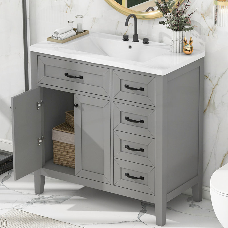 Versatile Bathroom Vanity with Integrated Sink and Ample Storage