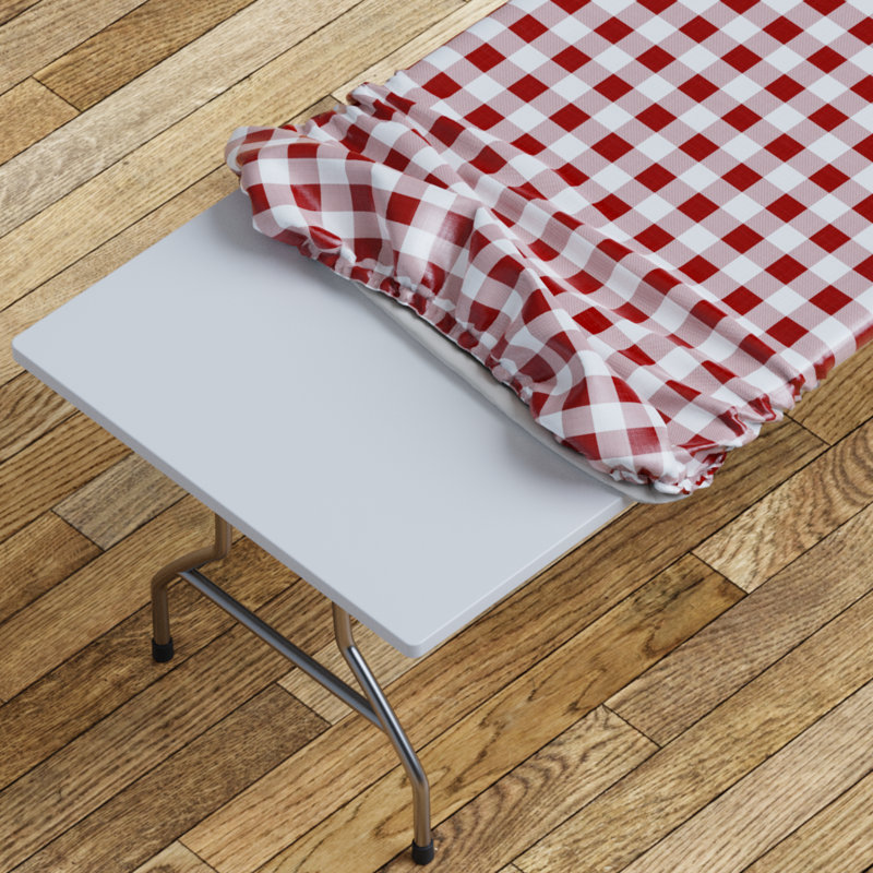 Ladarrin Vinyl Picnic Fited Tablecloth Rectangle, 72" L x 30" D, Burgundy