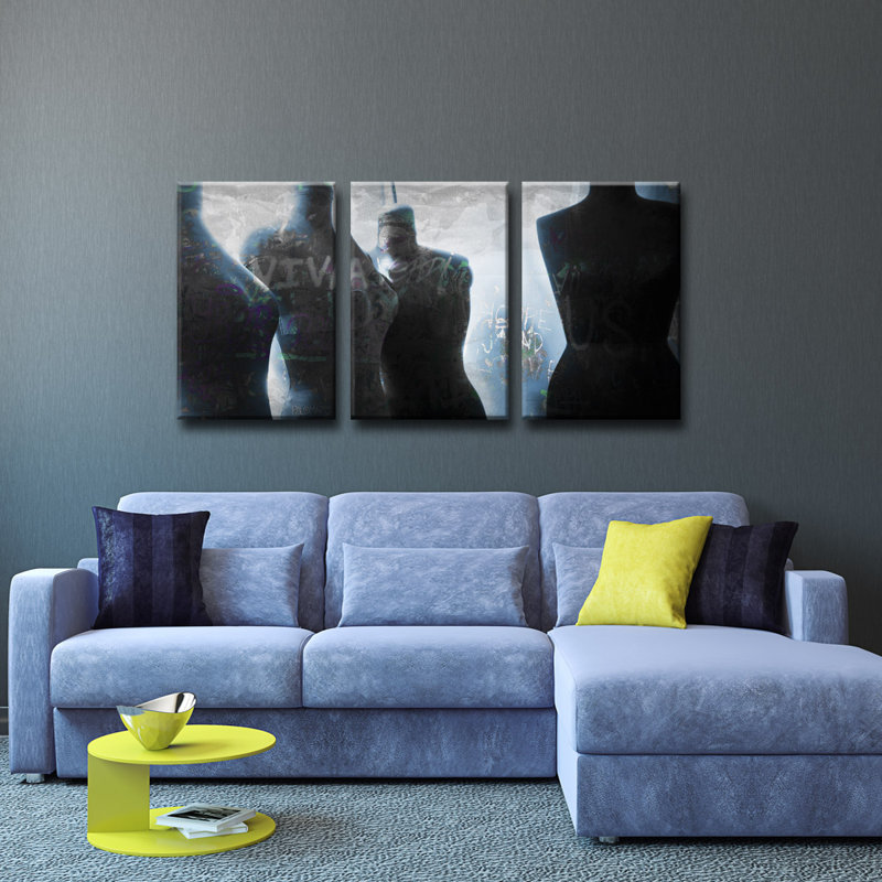 « urban mode x », ensemble de 3 reproductions d’art sur toiles, H 30 po x l 60 po x P 1,5 po