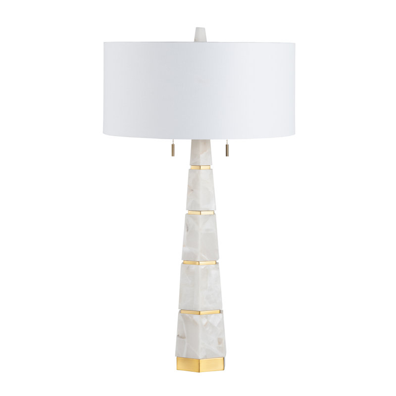35.75" Metal Table Lamp With White Shade