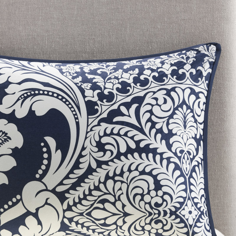 Ensemble de housse de couette pour lit double / grand en satin de coton 100% Vienna Vienna, Indigo