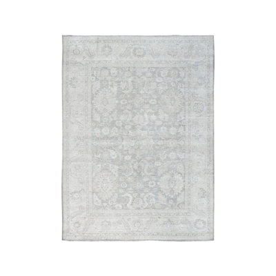 8'10" x 11'11" New Hand Knotted Grey Wool Rectangle Oriental Rug - MOA102930