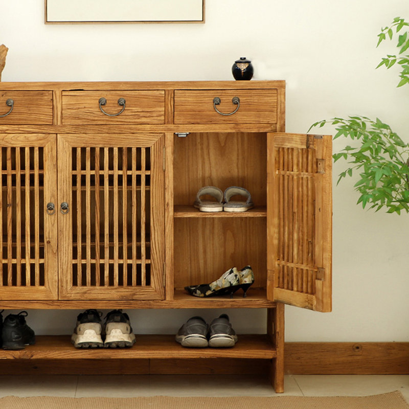 New Chinese Style Solid Wood Entryway Cabinet