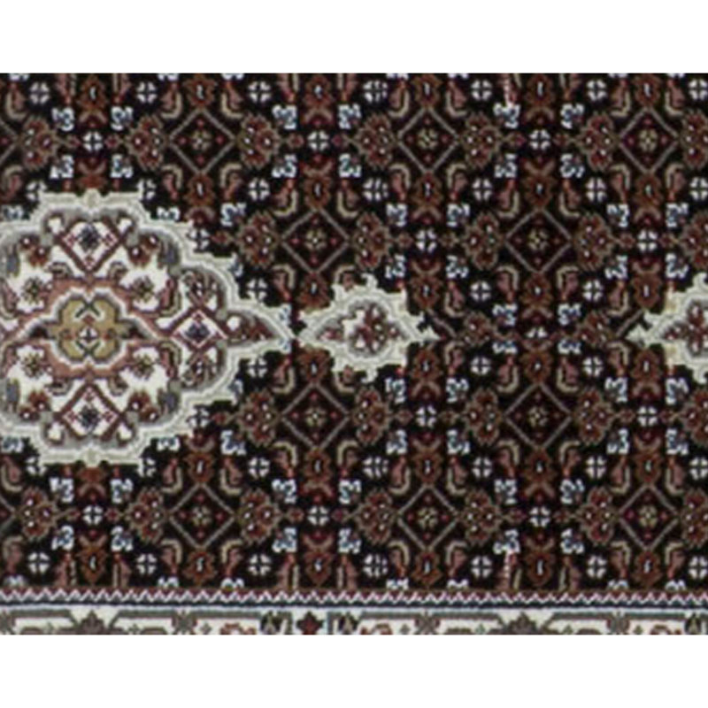 Hand-Knotted High-Quality Black and Cream Runner
