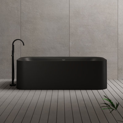 Baignoire de trempage autoportante en acrylique avec trop-plein et bonde escamotable 59 po x 27 po Monblari