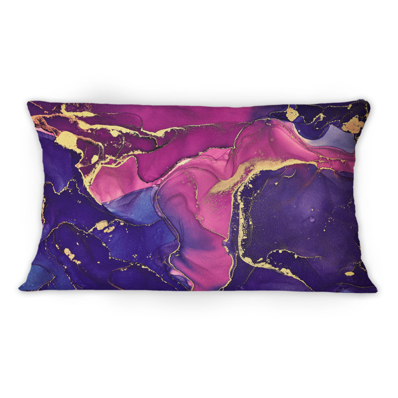 Coussin décoratif mauve et abstrait abstrait mauve et bleu 12 po x 20 po