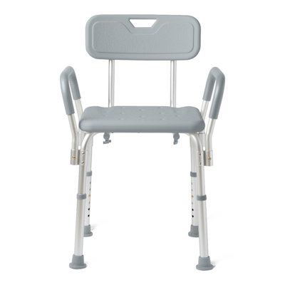 Shower Chair With Backrest And Padded Armrests, 350lb. Capacity, Gray