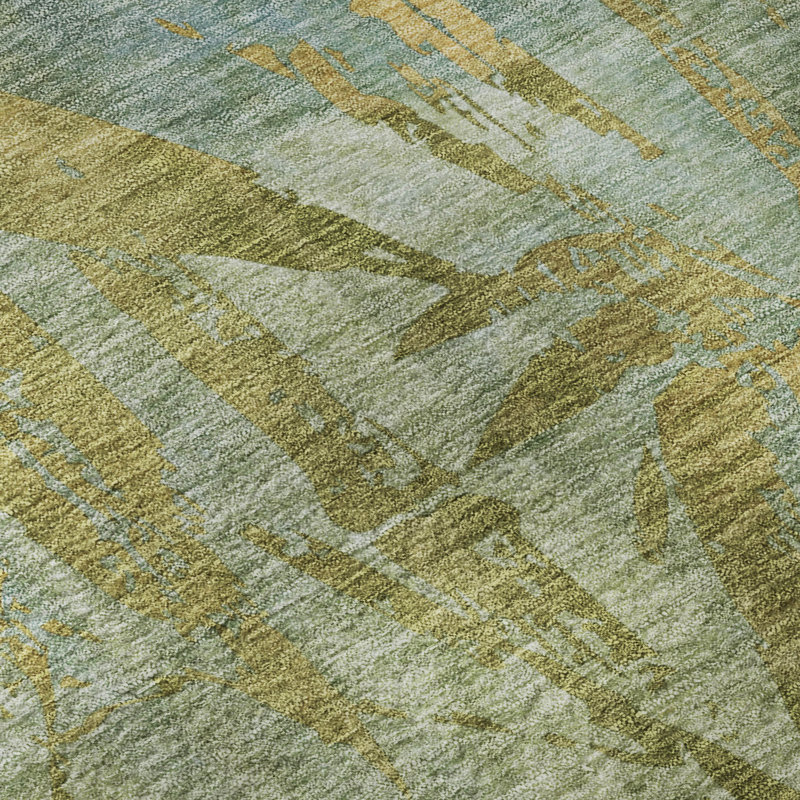 Premium Machine Washable Mayfield AMF2222 Botanical Rug, Aloe, 5' x 7'6"