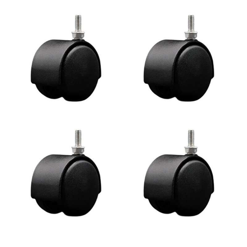 Ensemble de 4 roulettes en nylon noir 2 pouces
