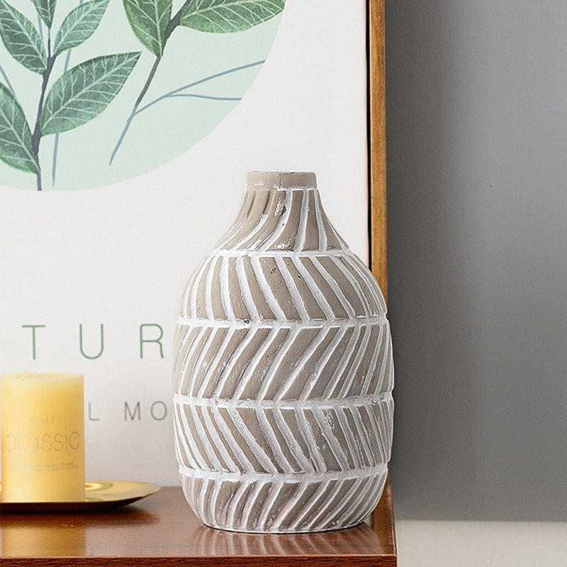 Deray Modern Distressed Ceramic Vase for Home Decor, Off-White