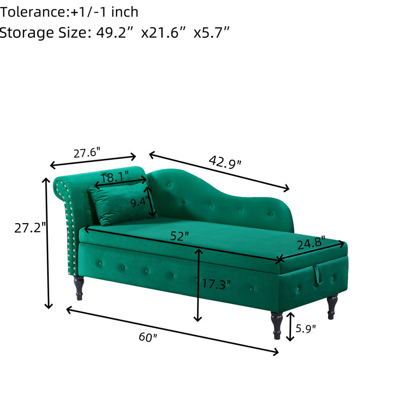 Richarde Velvet Upholstered Storage Bench, Green