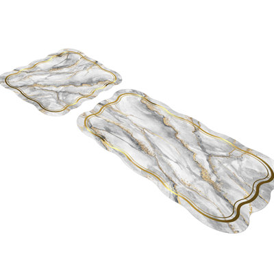 Soft & Absorbent Bathmat Set (2 Pieces), Grey | 100% Polyester, 1.6 lbs/sq yd, 0.4 in Pile Height | Non-Slip Underside, Antibacterial, Machine Washable | 19.7 x 23.6 in & 23.6 x 39.4 in | Perfect for Bathroom Decor