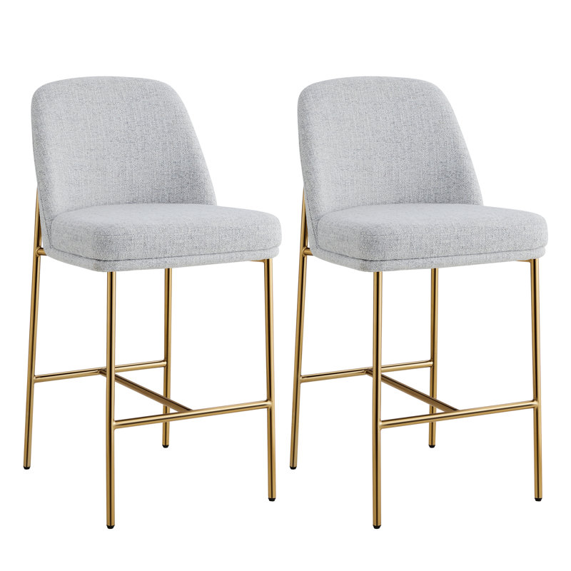 Tabouret de comptoir 27 po Angelick, Gris clair, Doré