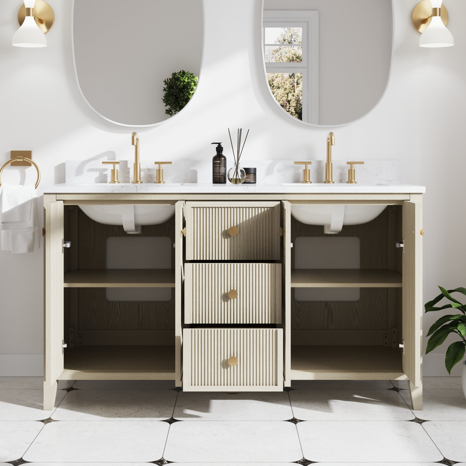 Kristine 60" Double Bathroom Vanity