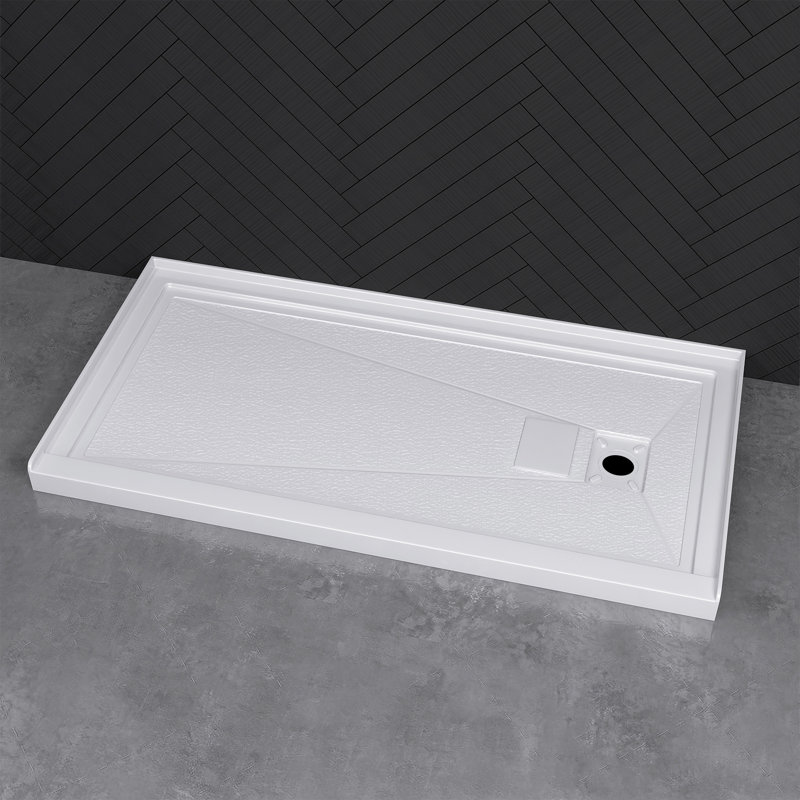 Base et bacs de douche Base de douche blanche à seuil simple l 72 po x P 36 po avec ensemble de bonde et couvercle de bonde inclus, antidérapant