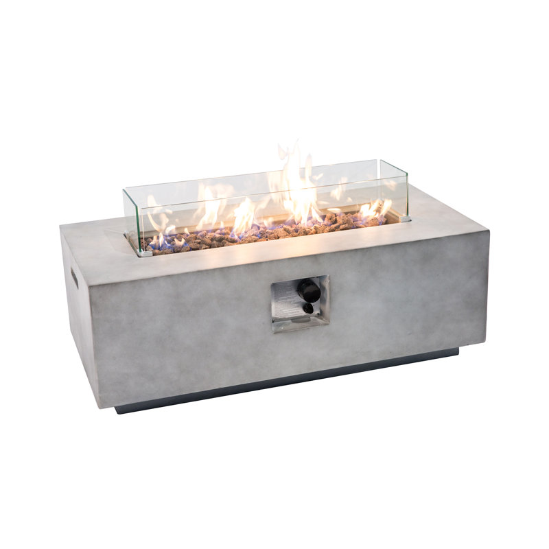 Rectangle Concrete Propane Smokeless Fire Pit