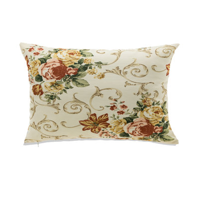 Muted Colored Flowers On White With Polyester Insert Pillow