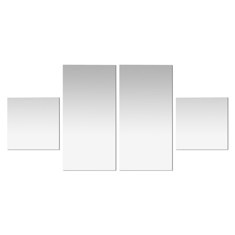 Peel and Stick Mirror Tiles, Exclamation Rectangular Design 4 Piece Set