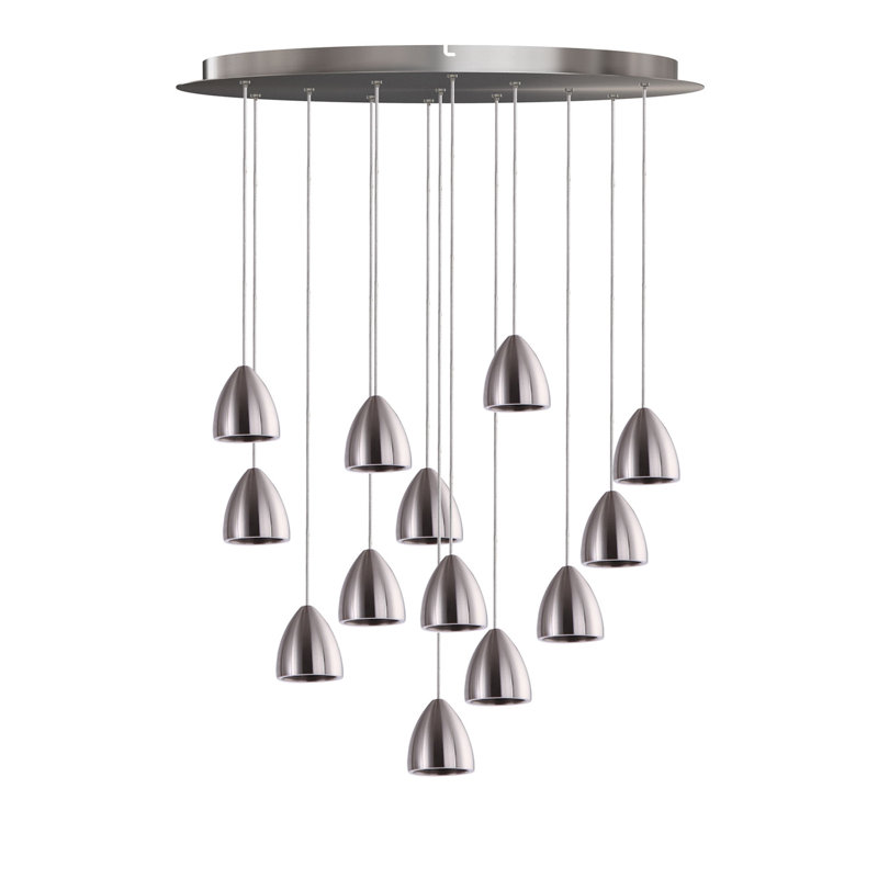 Luminaire suspendu en forme de cloche 13 lumières Atherton, Nickel