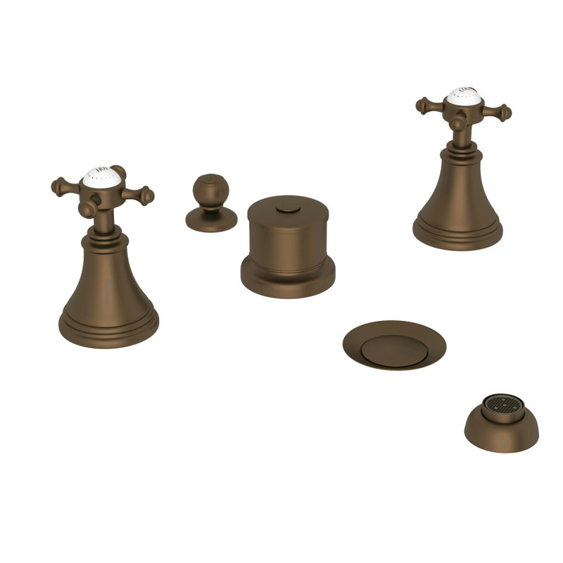 Georgian Era 5-Hole Bidet Faucet with Handles, Cross