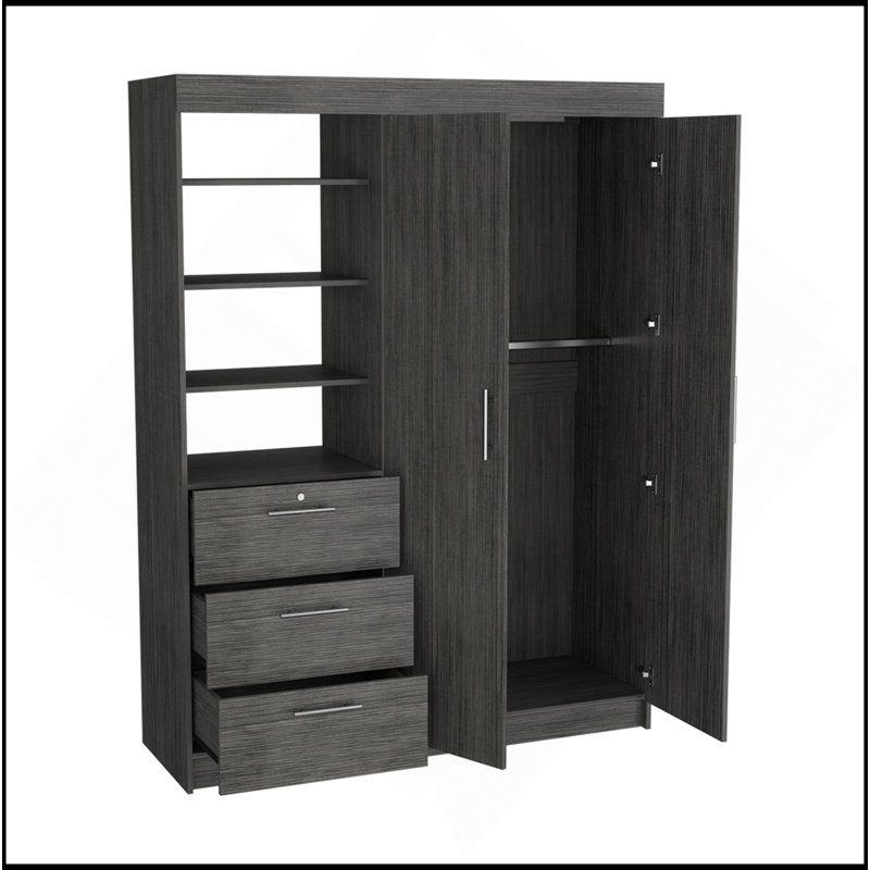 Armoire Rumanu, chambre, chêne fumé, Gris