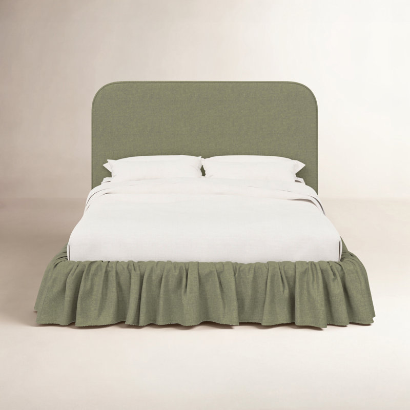 Mina Ruffle Platform Bed, Zuma Laurel Textured Linen, Twin