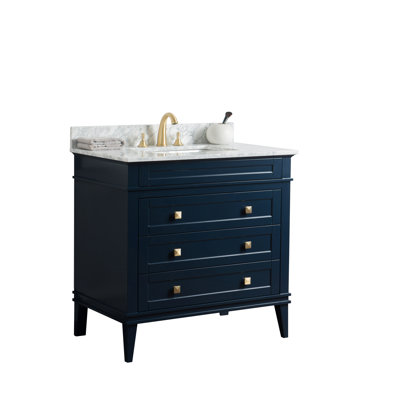 36 " W Freestanding Standard Free Standing Single Double Single Vanity Bathroom Vanity With Marble Top