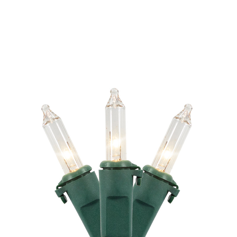 100-Count Mini Christmas Light Set 20.25ft Wire, Clear/Green