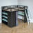 Full Size Loft Bed, Multi-Functional Workstation, E-Sports Desk, Shelves & Wardrobe, Sleek & Chic Modern, Teen Bedroom-1443625111