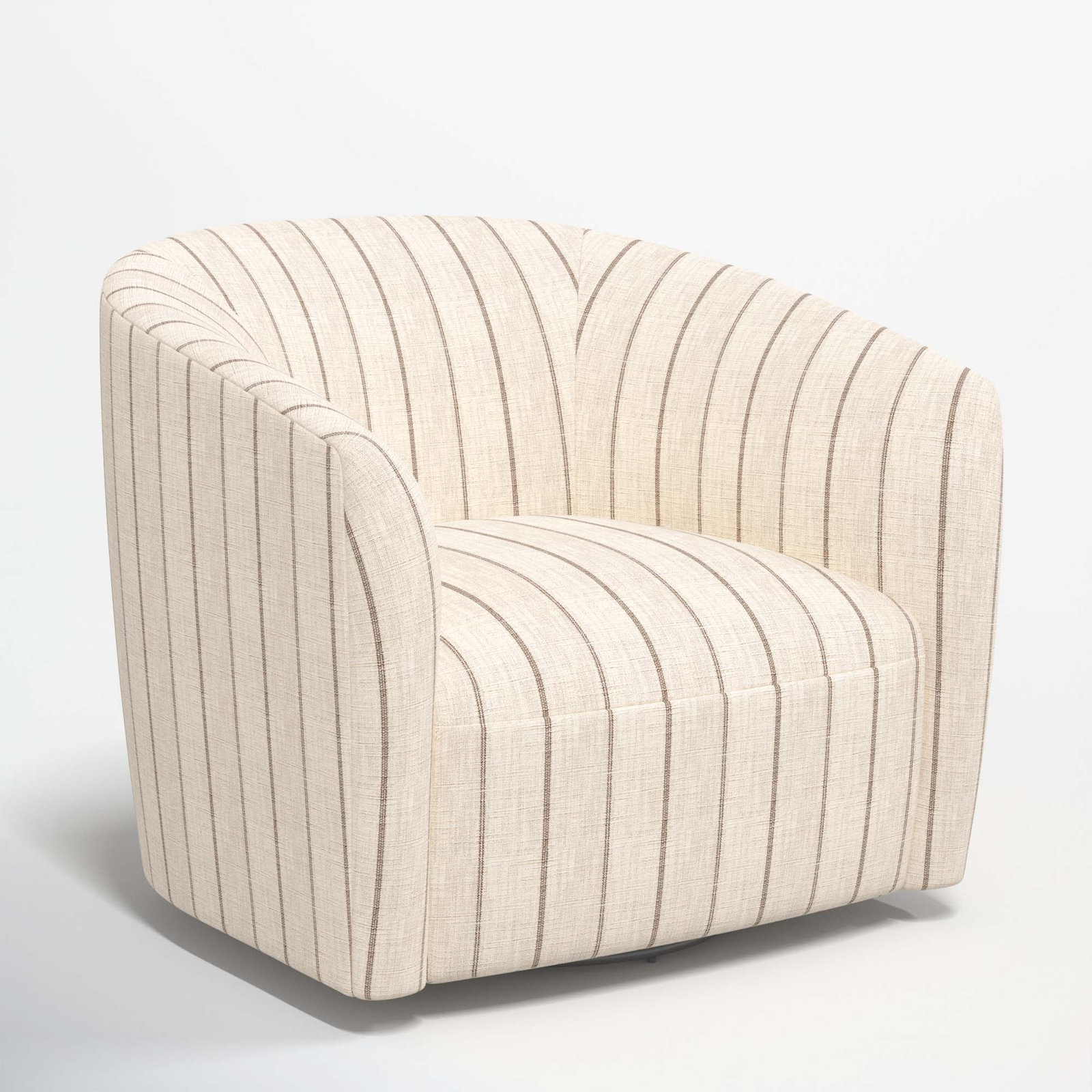 Marita Swivel Barrel Chair, Fritz Charcoal Stripe