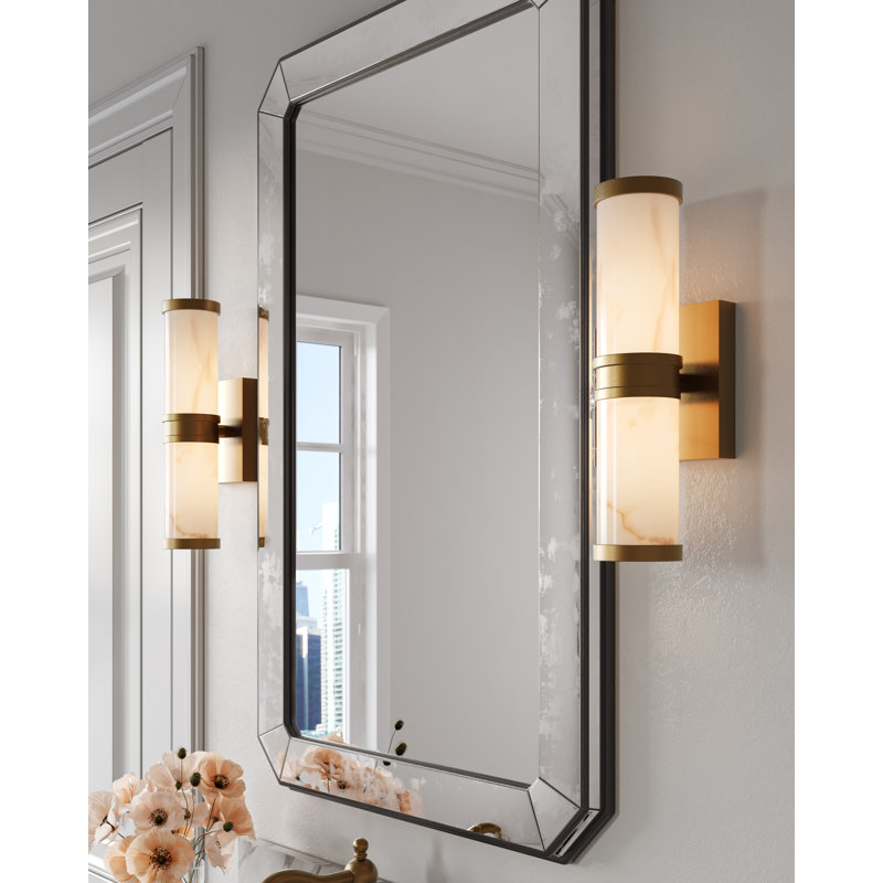 Brenham Wall Sconce, 4.5" H x 14.5" W x 5" D, Natural/Vintage Brass, 6