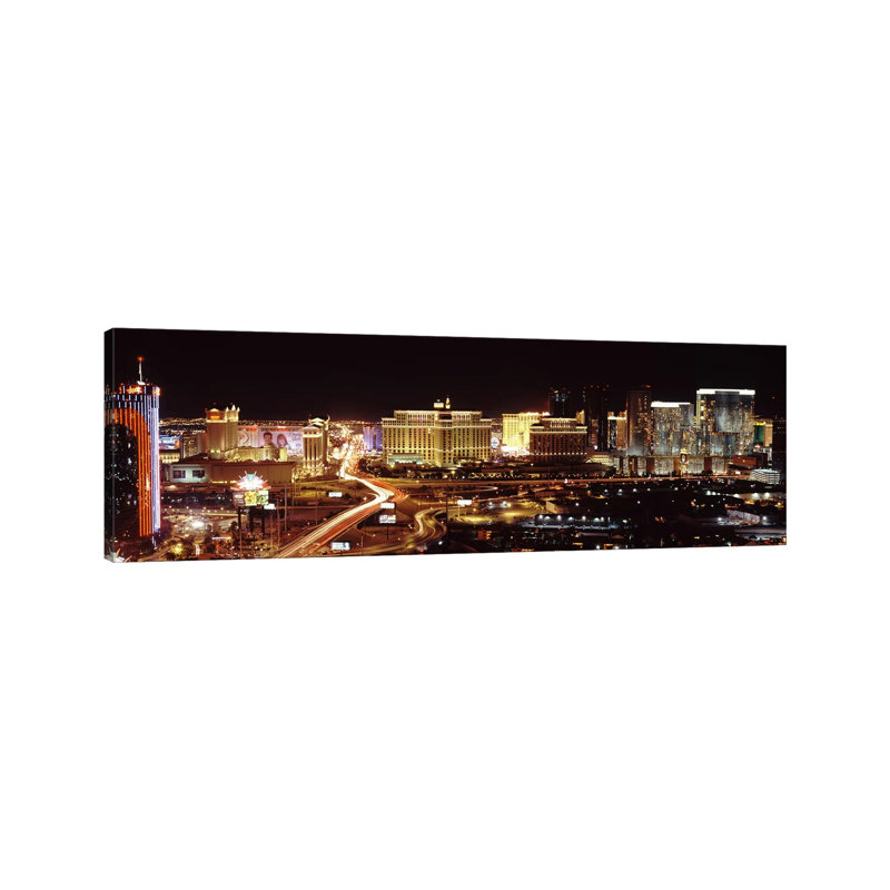 City Lit Up At Night, Las Vegas, Nevada, USA - Wrapped Canvas Panoramic Print, 152.4 cm H x 50.8 cm W x 1.91 cm D