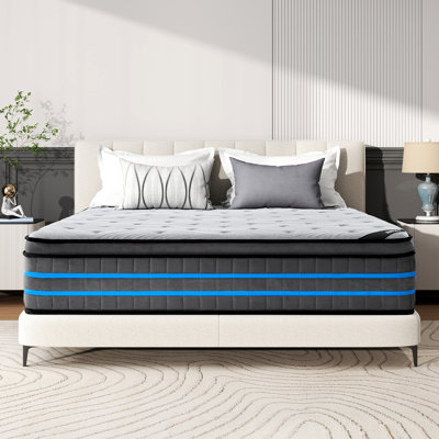 10/12/14 Medium Hybrid Mattress With  Cooling Gel Memory Foam & Pocket Coils, Motion Isolation & Edge Support, Certipur-US Certified