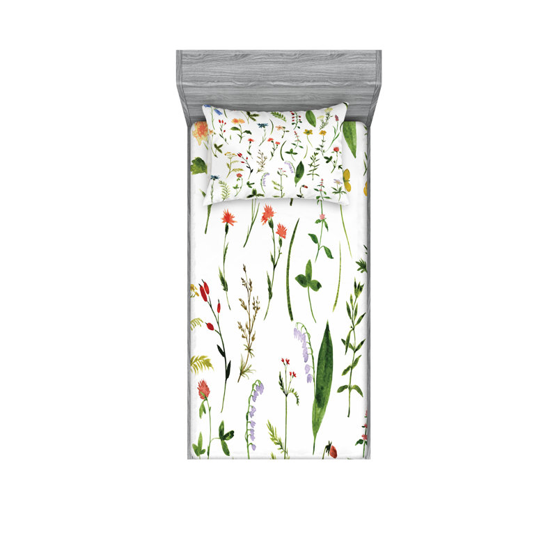 Multicolore drap-housse et taies décoratives Ambesonne, Ensemble de draps pour lit simple + 3 pièces supp