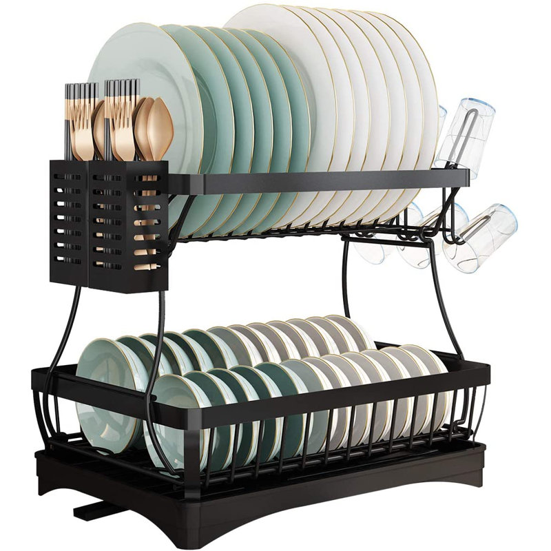 2-Tier Stainless Steel Dish Drainer Rack Dish Rack