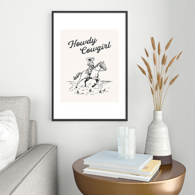 Howdy Cowgirl Black, encadré sur papier