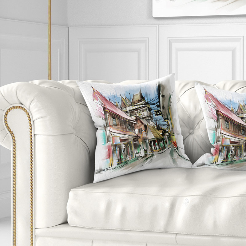 Coussin d’art "cityscape street city street", 16 po x 1 po, Coussin décoratif