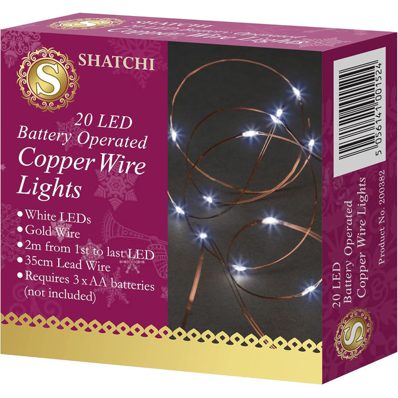 LED Indoor / Outdoor String Lights, 1cm H x 2cm L x 4cm D, White