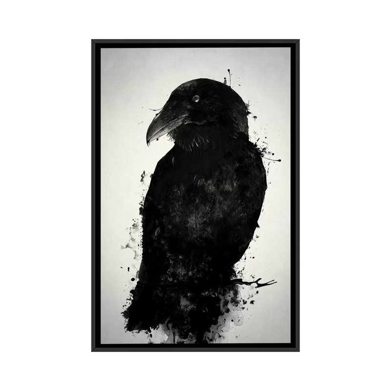 «The Raven», impression sur toile, H 26 po x l 18 po x P 1,5 po, Toile avec cadre noir, Pas de tapis